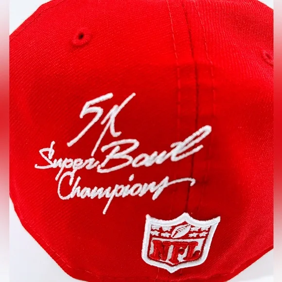 SF 49ERS RED Fitted Hat with Super Bowl Patches. Unisex - Picture 12 of 12